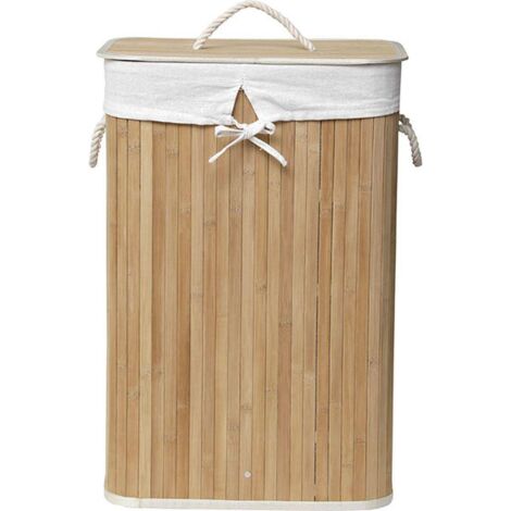 Cesto rectangular plegable para ropa sucia - tela de lino de bambú - Tendance
