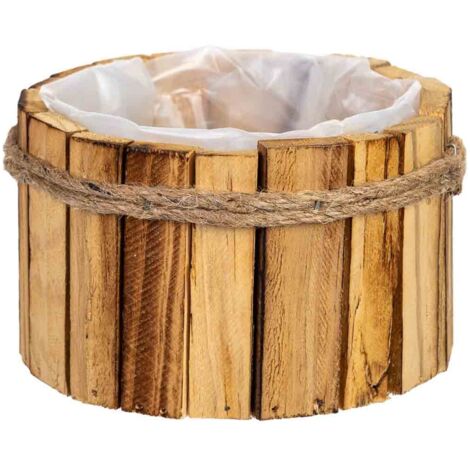 Cesto redondo de madera 15x15x9h cm
