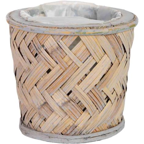 Cesto redondo de madera 16x16x14h cm