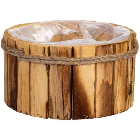 Cesto redondo de madera 19x19x10h cm