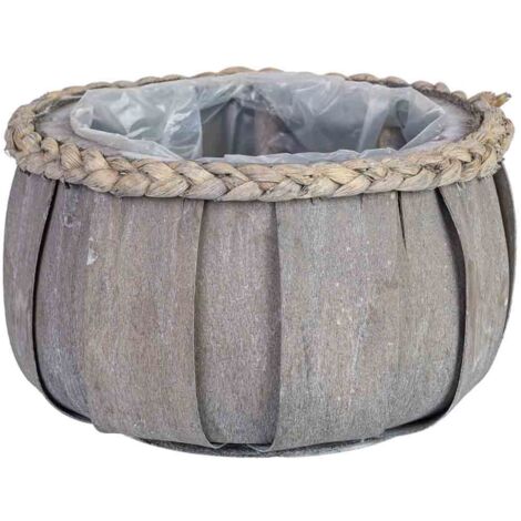 Cesto redondo de madera azul 20x20x12h cm