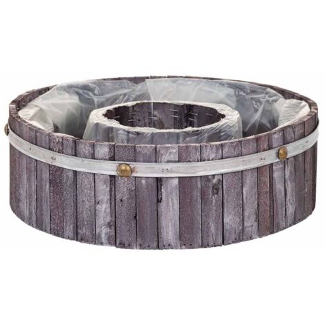 Cesto redondo de madera gris 40x40x12