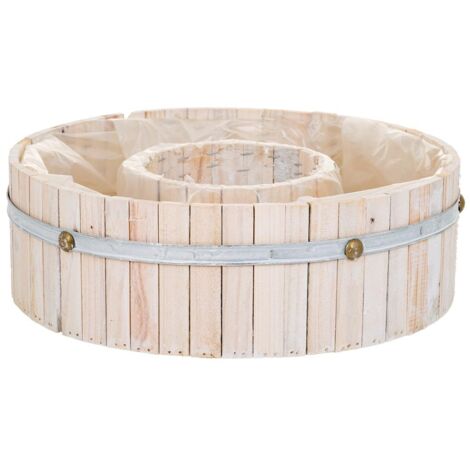 Cesto redondo de madera marrón 40x40x12