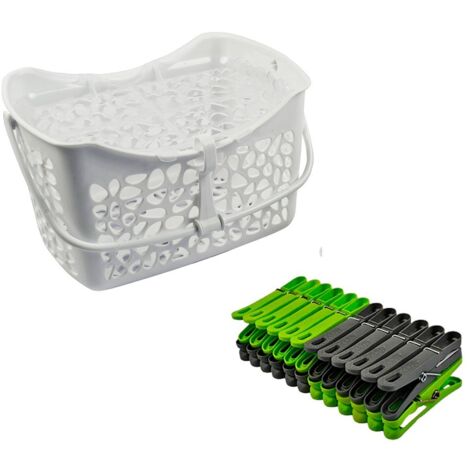 Cesto rigido con 24 pinzas 19 x 14,5 x 11 cm