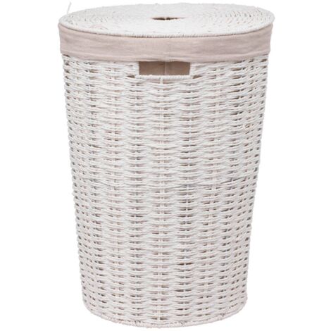 Cesto rotondo per biancheria 40l vannerie bianco - 5five