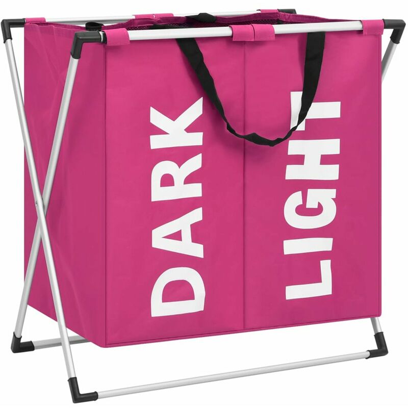 

Happyshopping - Cesto separador de ropa sucia 2 secciones rosa