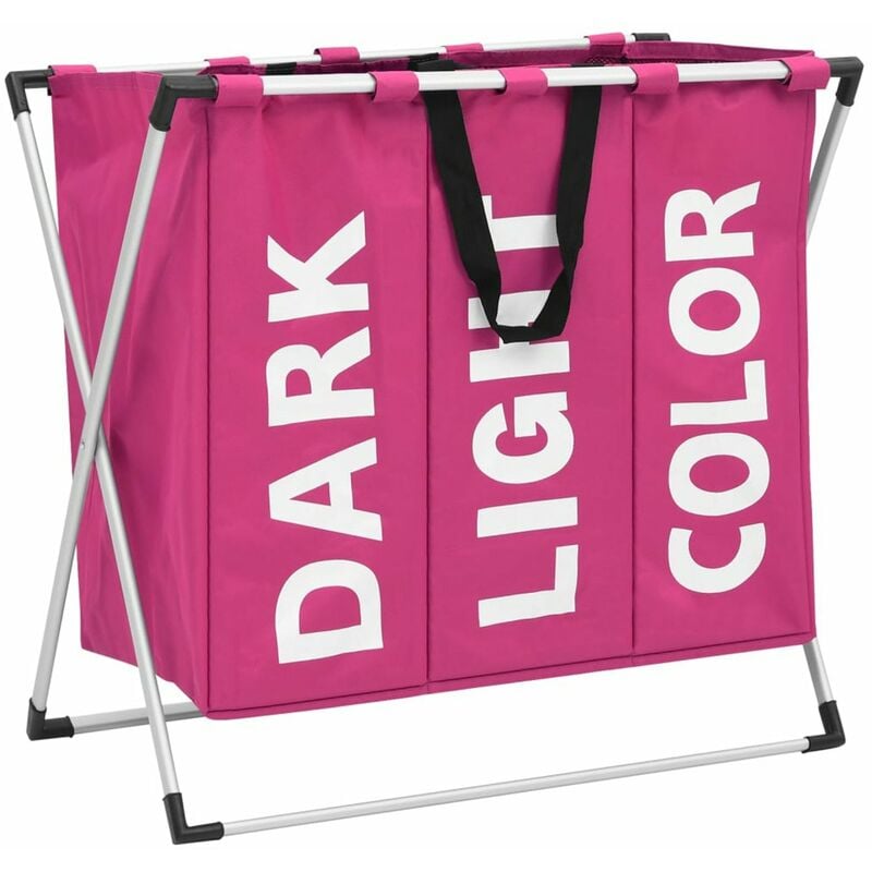 

Cesto separador de ropa sucia 3 secciones rosa
