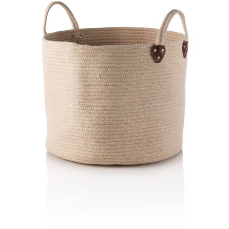Cesto TAMMY in cotone beige con manici