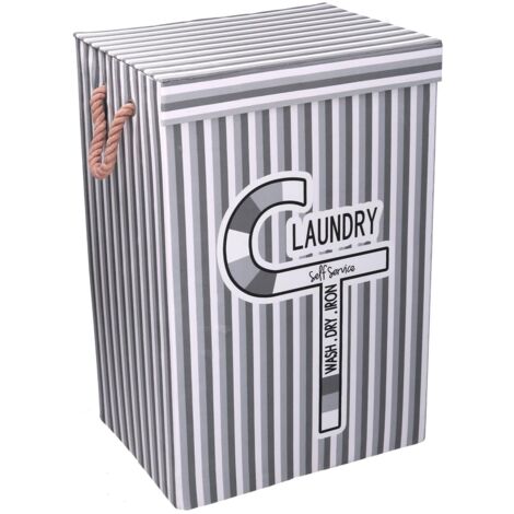 Cestone tessuto laundry grigio con coperchio cm 40x30h60