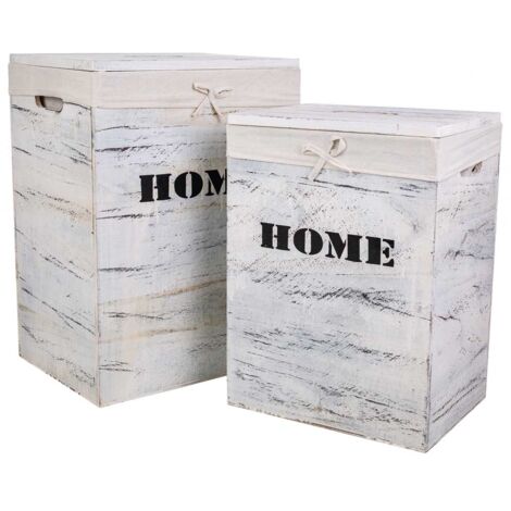 Cestos ropa de madera set 2 pzas 40x30x54-34x26x47