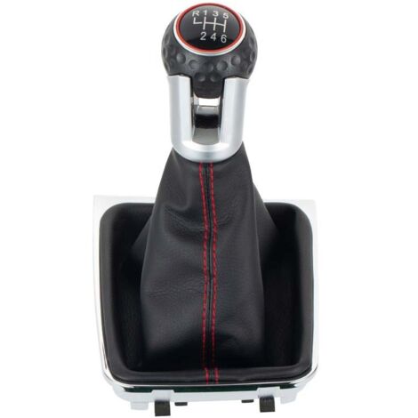 Cet ensemble comprend une housse anti-poussière pour le pommeau de levier de vitesses (cuir à coutures rouges) et un pommeau de levier de vitesses GTI à 5 rapports, adapté aux véhicules Volkswagen Gol