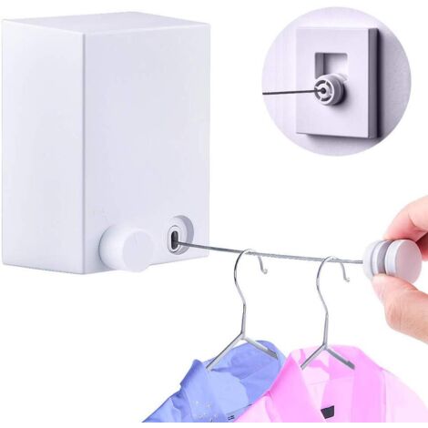 Cet étendoir à linge rétractable de 4 mètres est conçu pour une utilisation intérieure. Fixé au mur, il est doté d'une coque extérieure en ABS, d'une doublure intérieure en acier réglable et est fabri