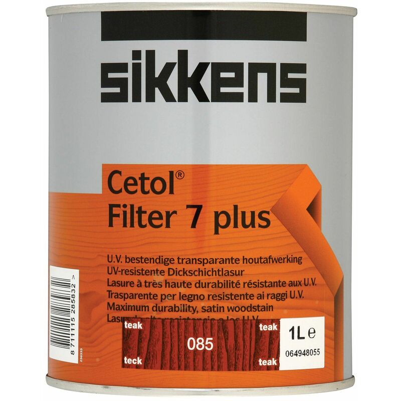 Sikkens - Cetol Filter 7 Plus Woodstain Paint - 1 Litre - Teak (085) - Teak