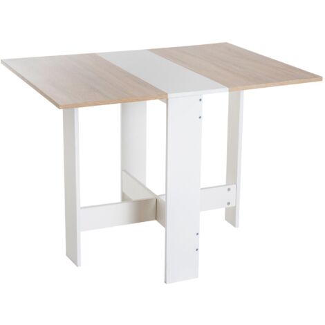 Cette table à manger extensible, une table pliante en bois, mesure 103×76×73,5 cm et est fabriquée en chêne blanc, ce qui la rend idéale pour une utilisation en cuisine.