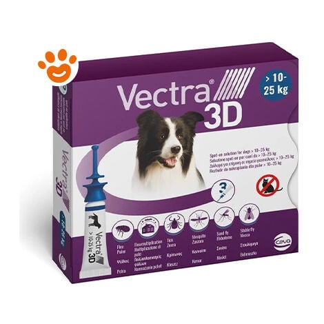 Ceva Vectra 3D Dog Blu 10-25 kg  - Ceva Vectra 3D Dog Blu 10-25 kg - Confezione Da 3 Pipette
