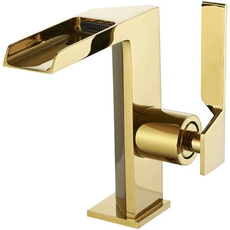 CEZIO Robinet mitigeur bec cascade ouvert chrome Or brillant