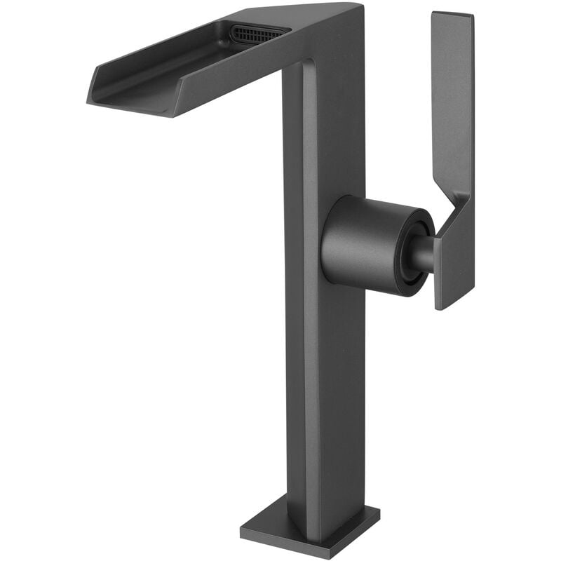 Saniverre - cezio xl Robinet mitigeur haut avec bec cascade ouvert chrome Gris mat