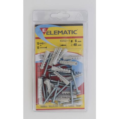 cf 15 chevilles Elematic E / VA sans bord Bouchon en nylon de 8 mm avec vis