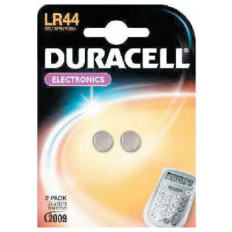 cf 2 piles bouton alcalines Duracell LR44 1.5V pour calculatrice