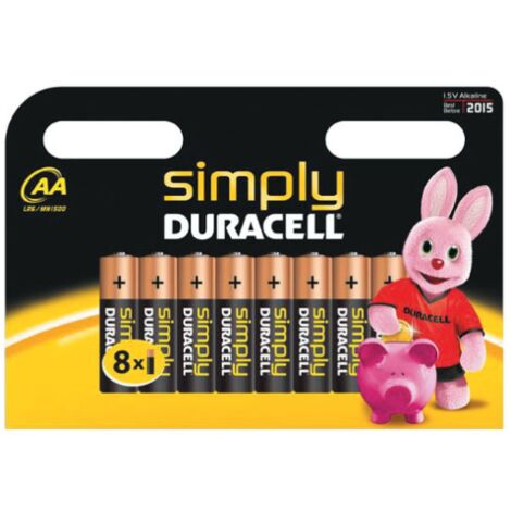 cf 8 pz Duracell Simply pila batteria stilo ministilo alcalina 1,5V MN1500 LR6