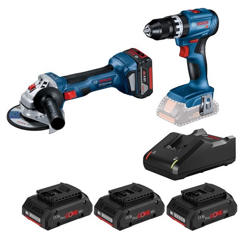 1CF KIT Minismerigliatrice GWS 18V-7 + Trapano GSB 18V-45 + Set ricarica