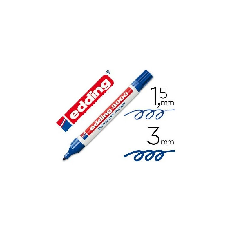 Rotulador edding marcador permanente 3000 azul -punta redonda 1,5-3 mm recargable (pack de 10 uds.)
