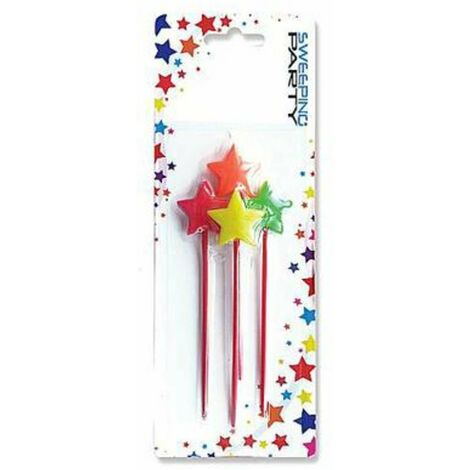 Cf.4 Candele Stella Multicolore Con Asta 1009 X1