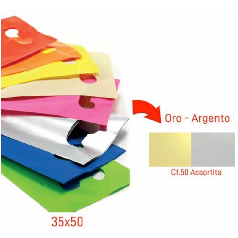 Image of CF,50 BUSTE COLOUR BAGS 35X50 ORO/ARG, x1