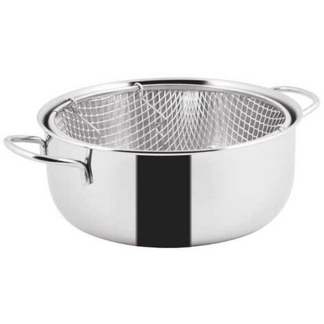 Cfadda – Friteuse inox 24 cm – Panier en aluminium antirouille – Compatible induction – Lavable au lave-vaisselle