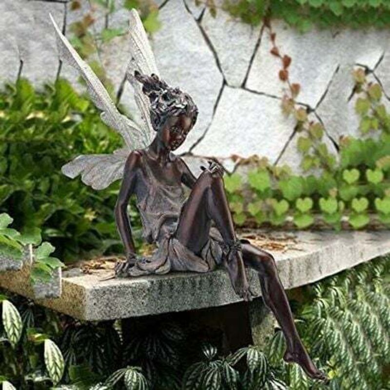 Ornement de jardin Fée magique assise, Tudor et Turek assis en résine Décoration de jardin 91222 cm