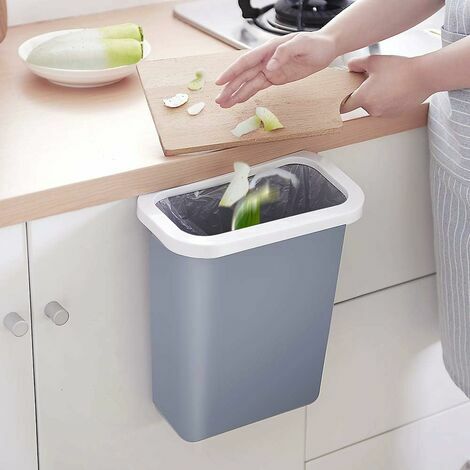 CFGTVB Poubelle 10L Wall Mounted pour Voiture Bureau à Domicile Cuisine Can (Gris)
