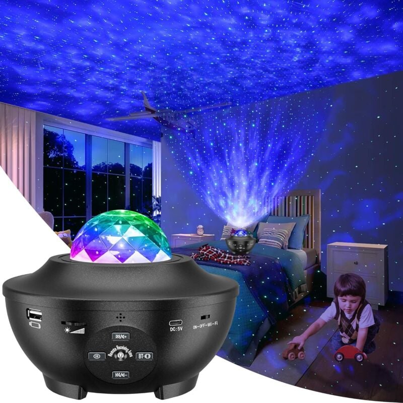 Cfgtvb - Projecteur Star Sky, veilleuse pour enfants Led, lampe de projecteur d'étoiles nuage rotative, 10 couleurs, télécommandée, lecteur de