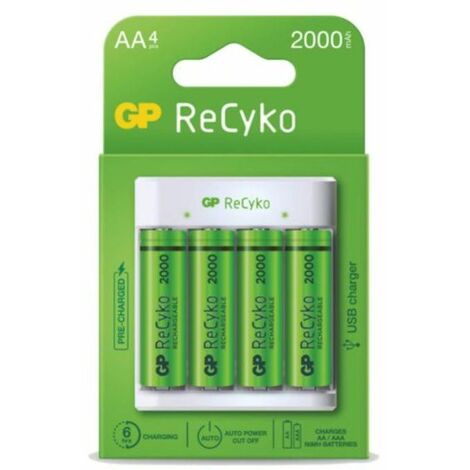 CGC 106005010 Chargeur de batterie rechargeable AAA/AA + 4 batteries rechargeables GP AA 2100mAh