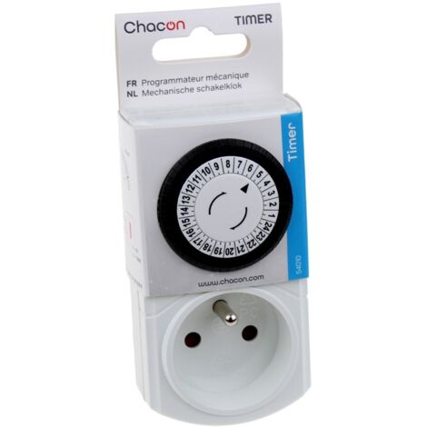 CHACON 54010 Timer Meccanico Bianco, Presa Fr