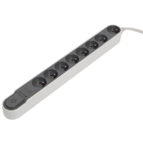 CHACON Bloc multiprise parafoudre avec interrupteur 8 prises 16A 1,5m gris