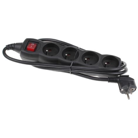 Chacon - multipresa + cavo 1.5m + interruttore 4x16a/250v nero - 44023 - 5404009990976