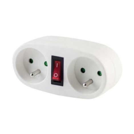 CHACON Prise biplite 2x16A avec interrupteur blanc
