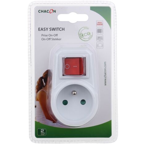 Chacon – Prise Easy Switch 16A avec interrupteur blanc – Puissance 3500W – Sécurisée enfants – 1 prise EU – 54120