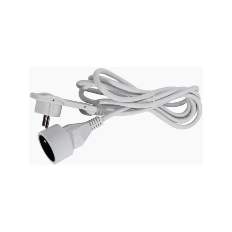 Rallonge électrique 3m avec fiche plate blanc - Chacon
