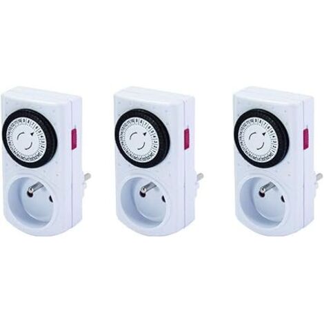 CHACON Set de 3 programmateurs mécaniques 24 Cycles - Prise FR - avec curseurs - Blanc