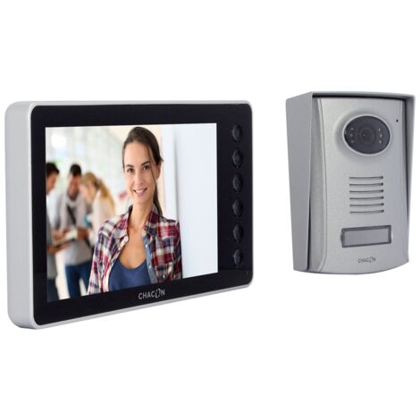 Chacon – Visiophone filaire LCD 7'' avec vision nocturne – Indice IP44 résistant aux intempéries – Utilisation intérieure uniquement