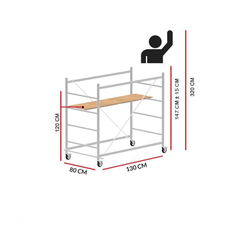 Echafaudage jolly 160 (Hauteur de travail 3,20 m)
