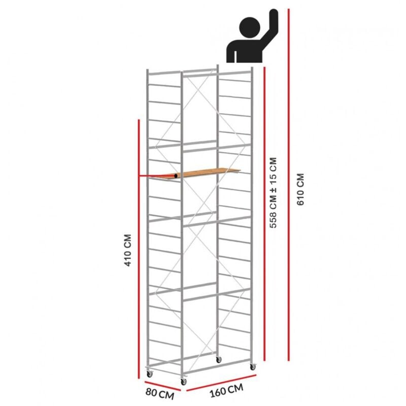 Echafaudage jolly 160 (Hauteur de travail 6,10 m)