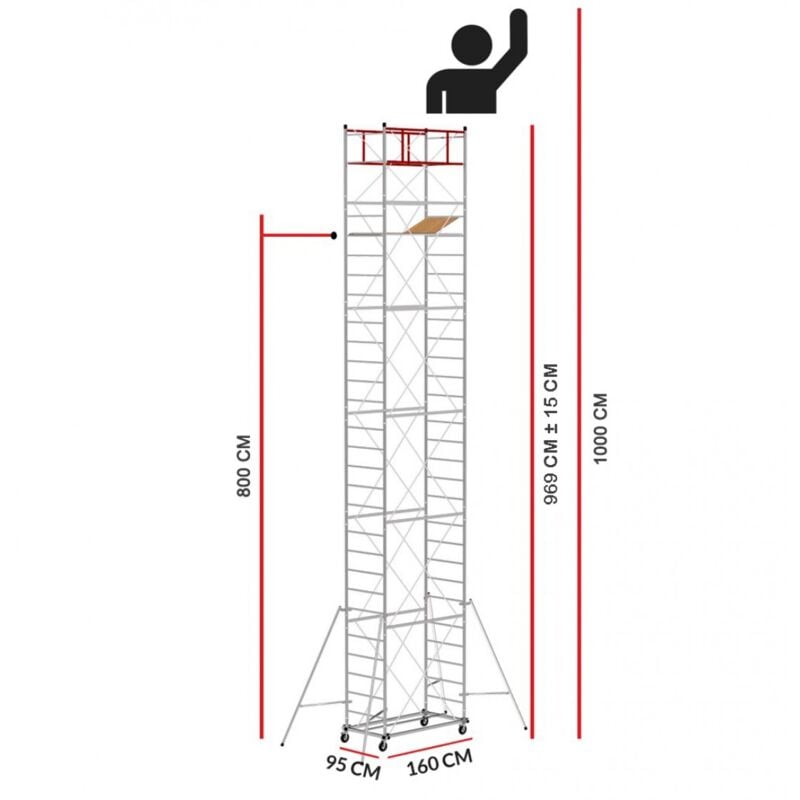 Echafaudage M4 lux 150 (Hauteur de travail 10 m)