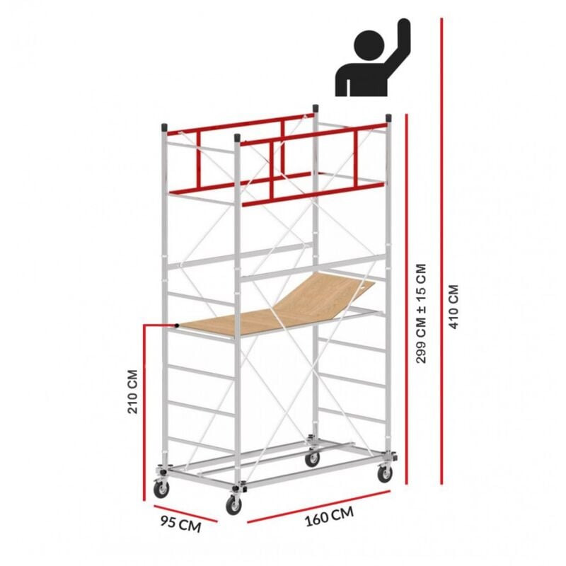 Echafaudage M4 lux 150 (Hauteur de travail 4,10 m)