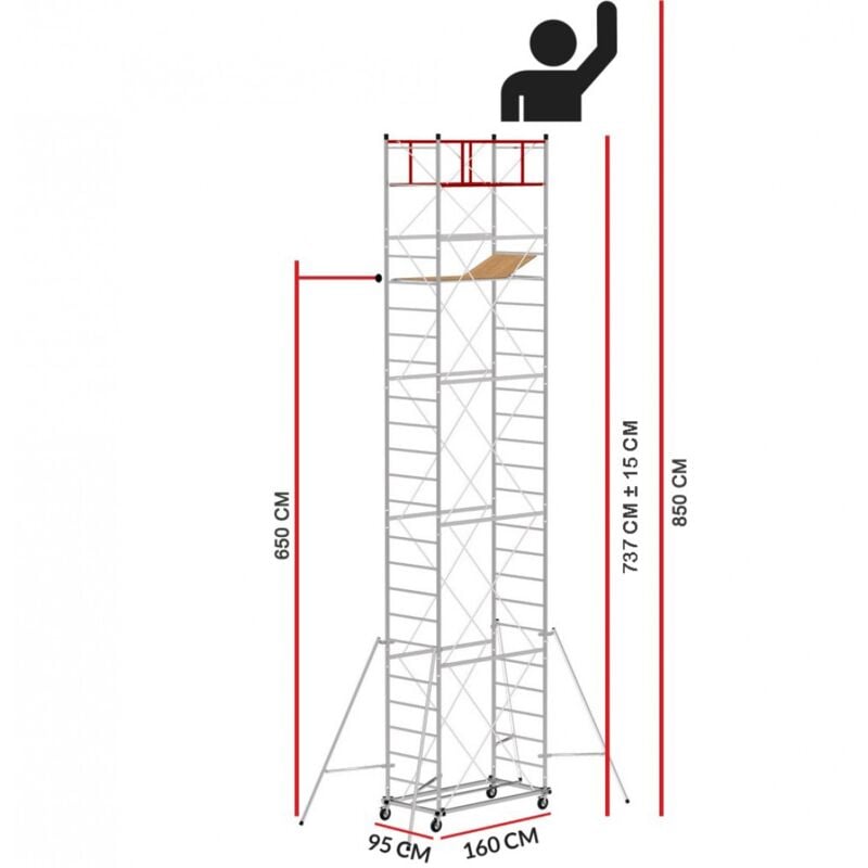 Echafaudage M4 lux 150 (Hauteur de travail 8,50 m)