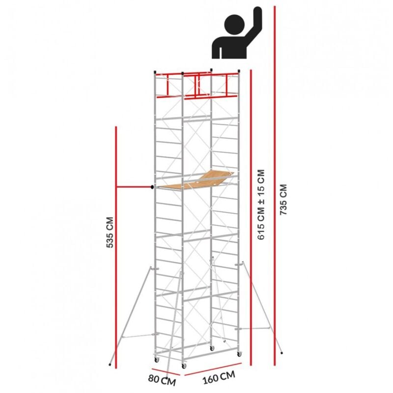 Echafaudage M4 lux (Hauteur de travail 7,35 m)