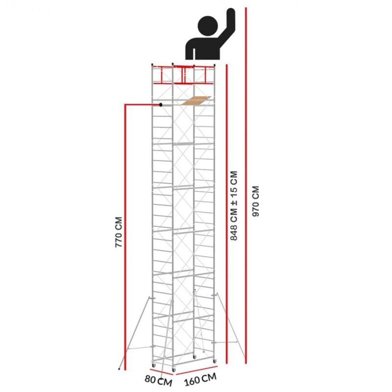 Echafaudage M4 lux (Hauteur de travail 9,70 m)