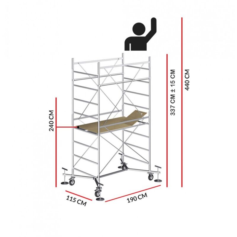 Echafaudage M5 easy (Hauteur de travail 4,40 m)