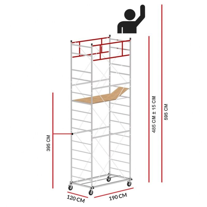 Echafaudage M5 lux (Hauteur de travail 5,95 m)